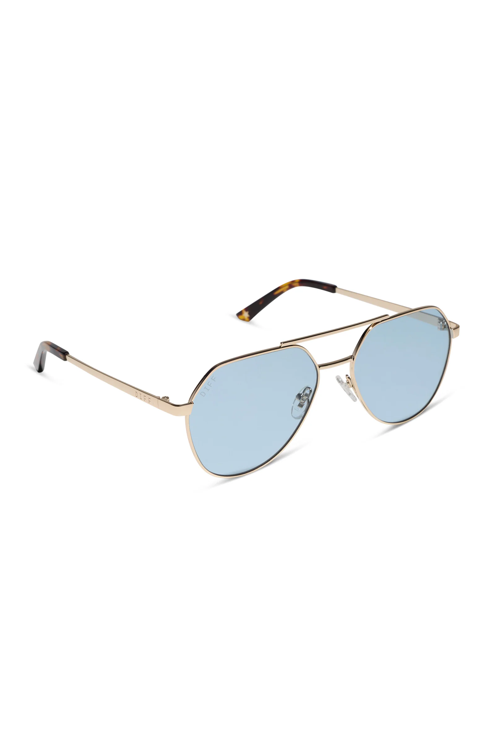 Beach Riot X DIFF Reserve Sunglasses Gold Blue Lense - Image 3