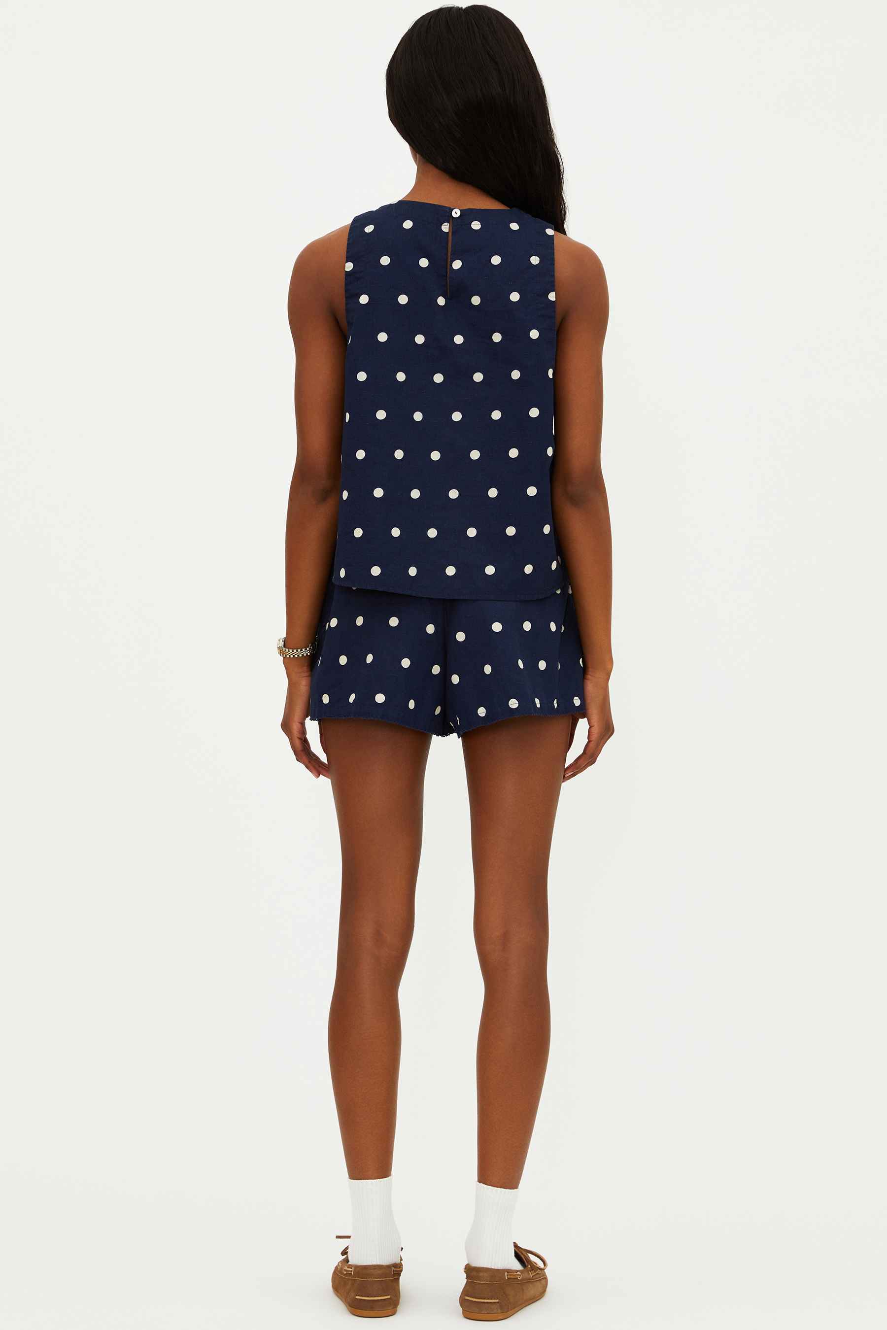 Birkley Short Navy Polka Dot Linen - Image 13