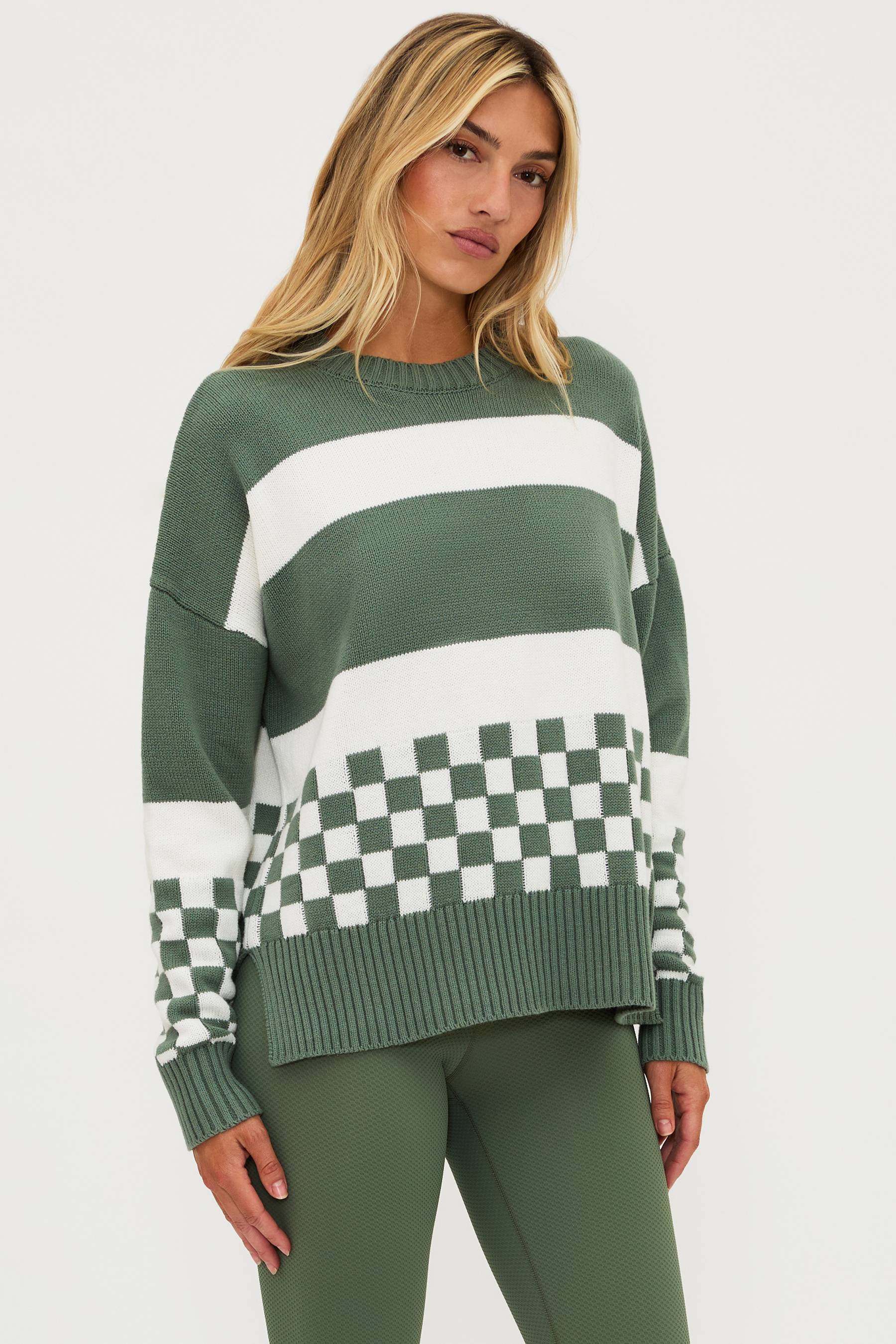 Callie Sweater Olive Check - Image 5