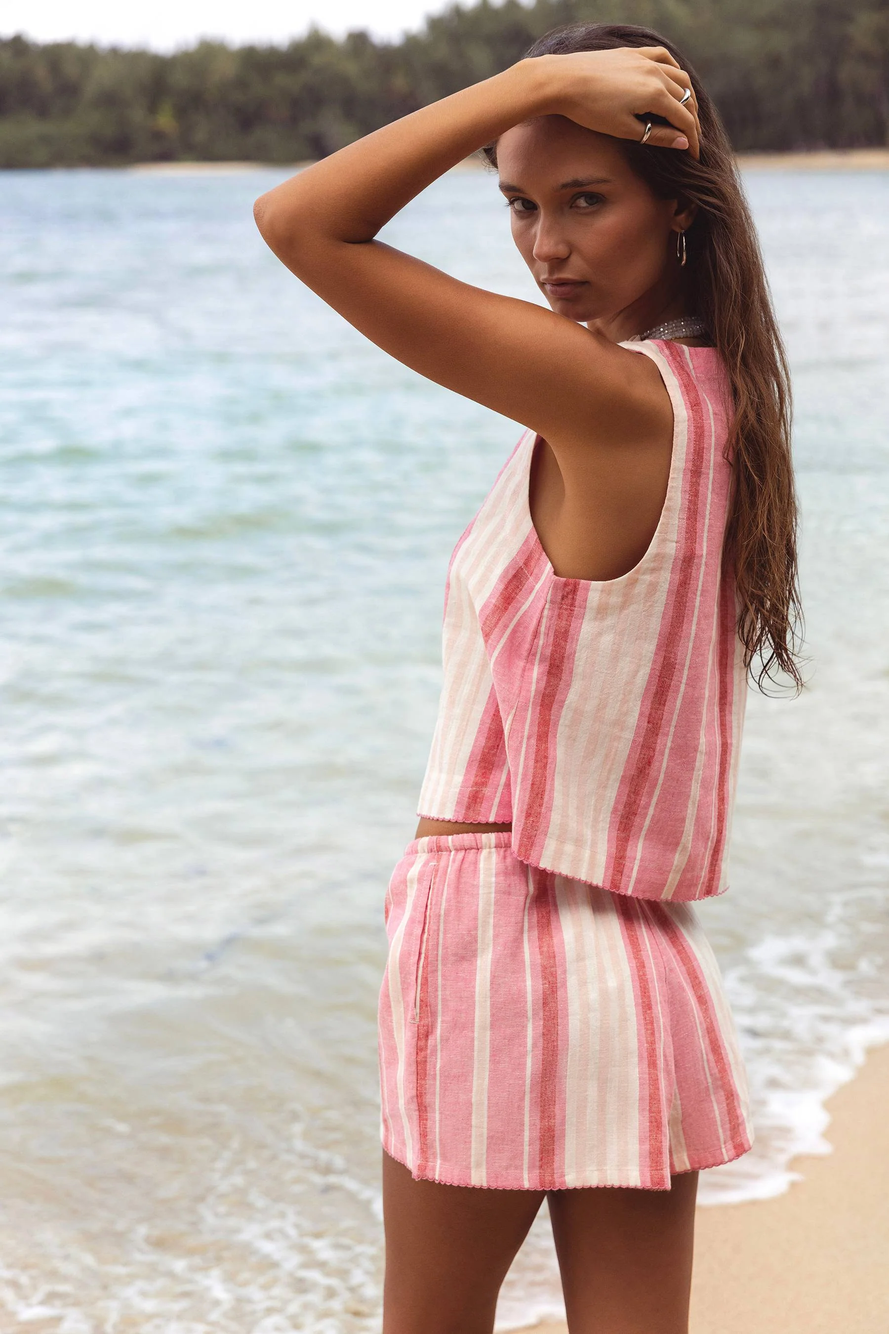 Birkley Short Bubblegum Stripe Linen - Image 4