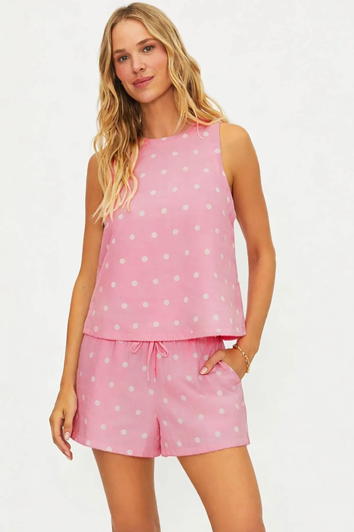 Dollie Sleeveless Top Pink & White Polka Dots - Image 5