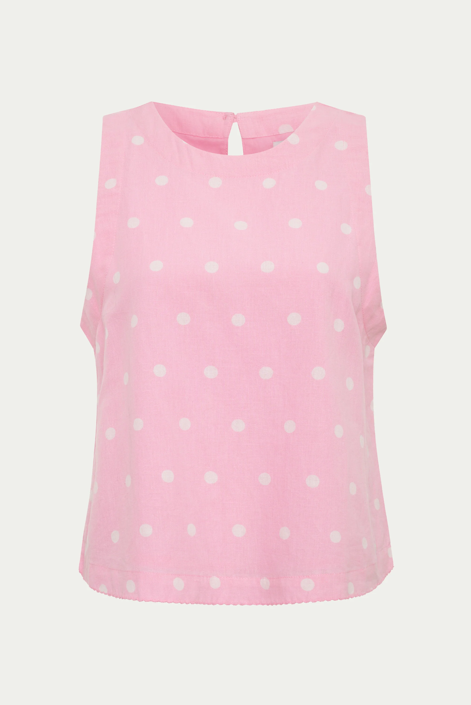 Dollie Sleeveless Top Pink & White Polka Dots - Image 9