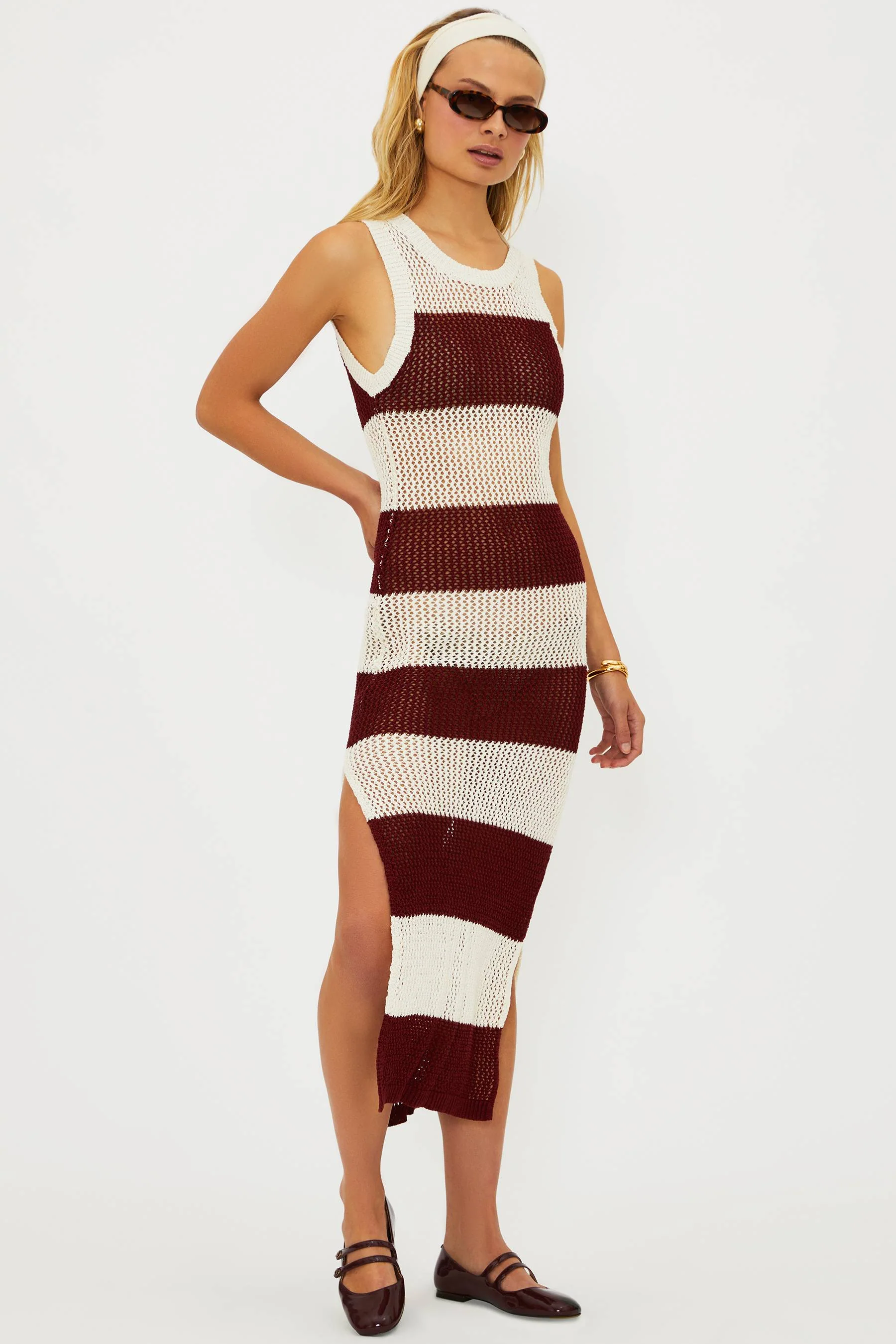 Holly Rose Dress Merlot Stripe - Image 10