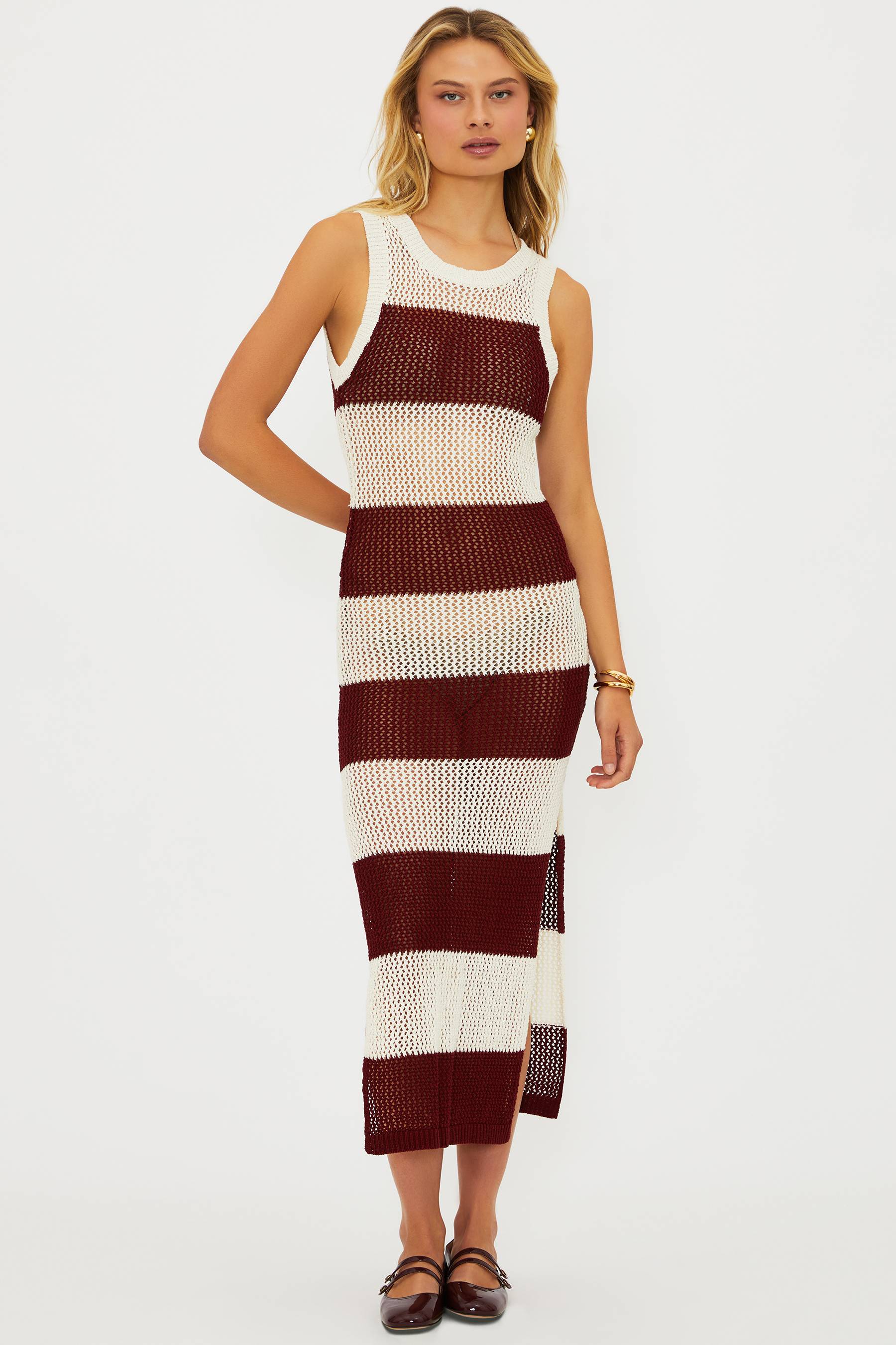 Holly Rose Dress Merlot Stripe - Image 3
