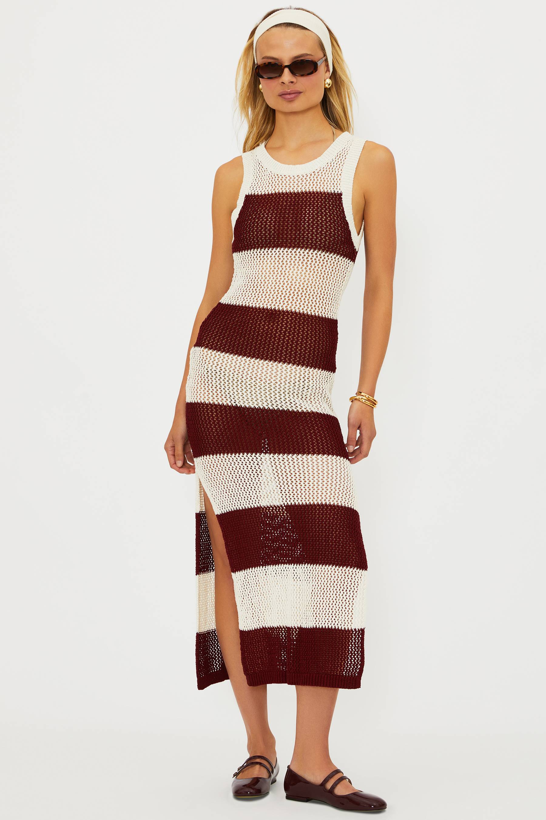 Holly Rose Dress Merlot Stripe - Image 6