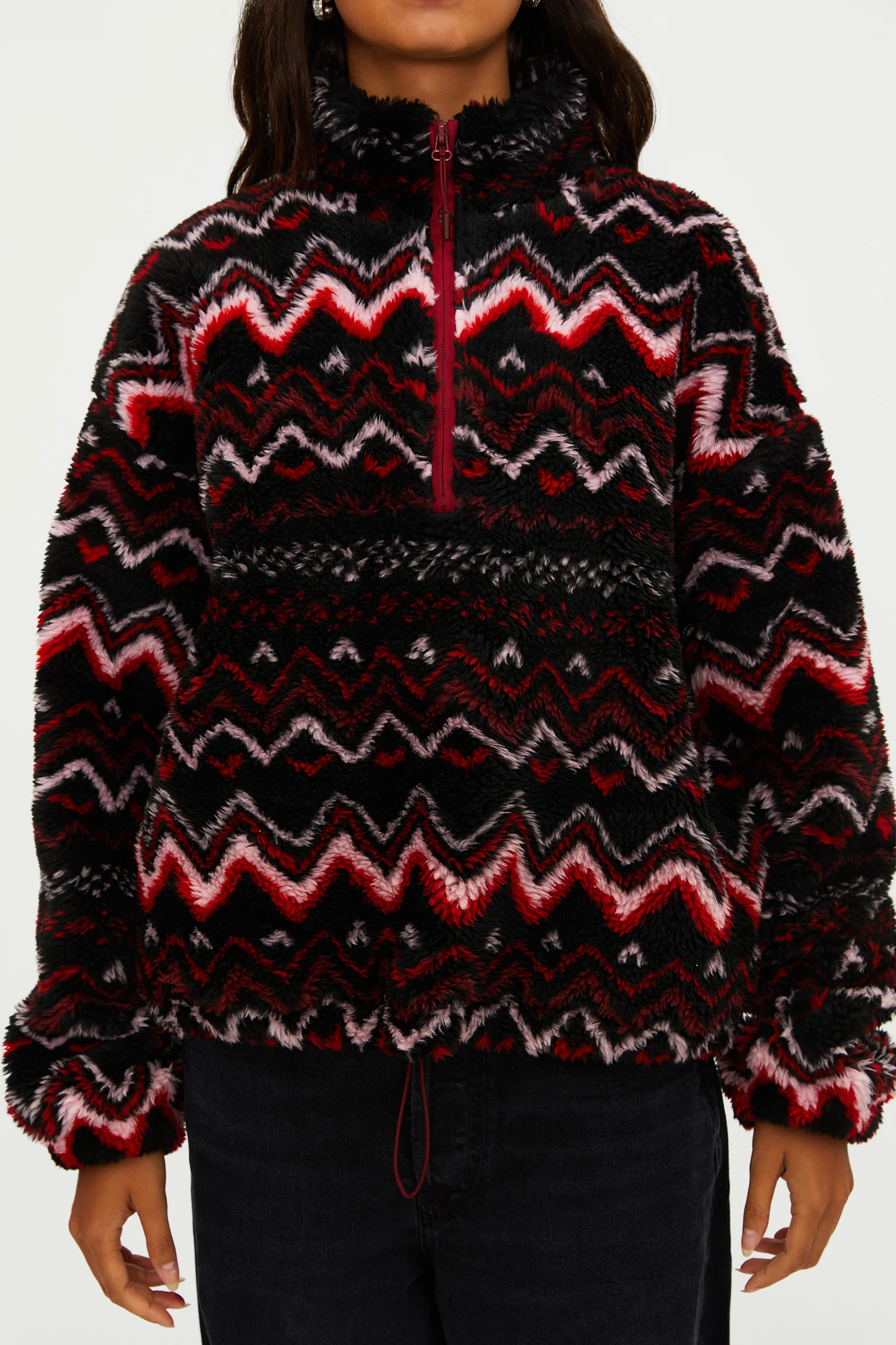 Anthropologie X Beach Riot Leona Sherpa Black Cheers Fairisle - Image 5