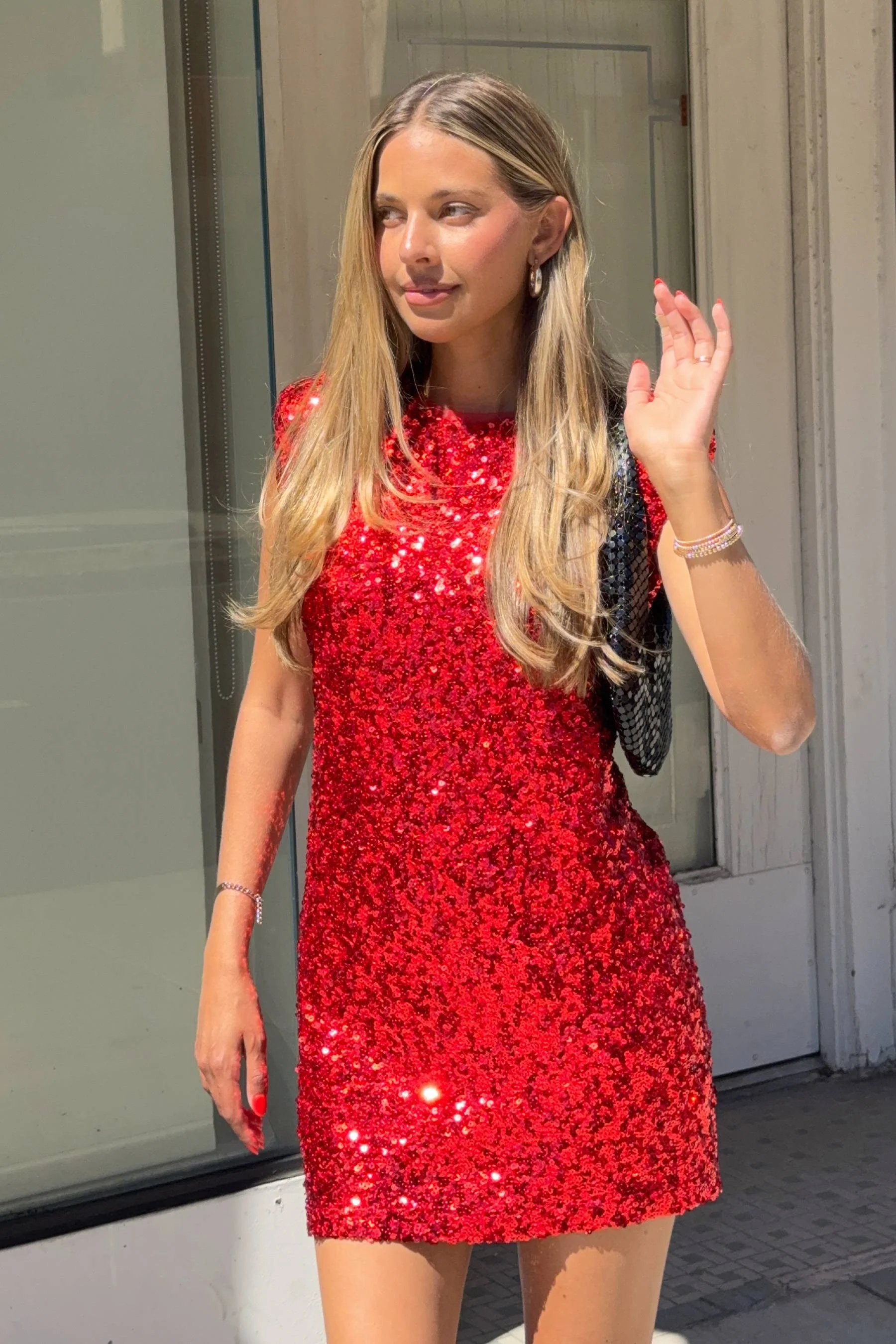 Mirabel Dress Hot Red Sequin - Image 4