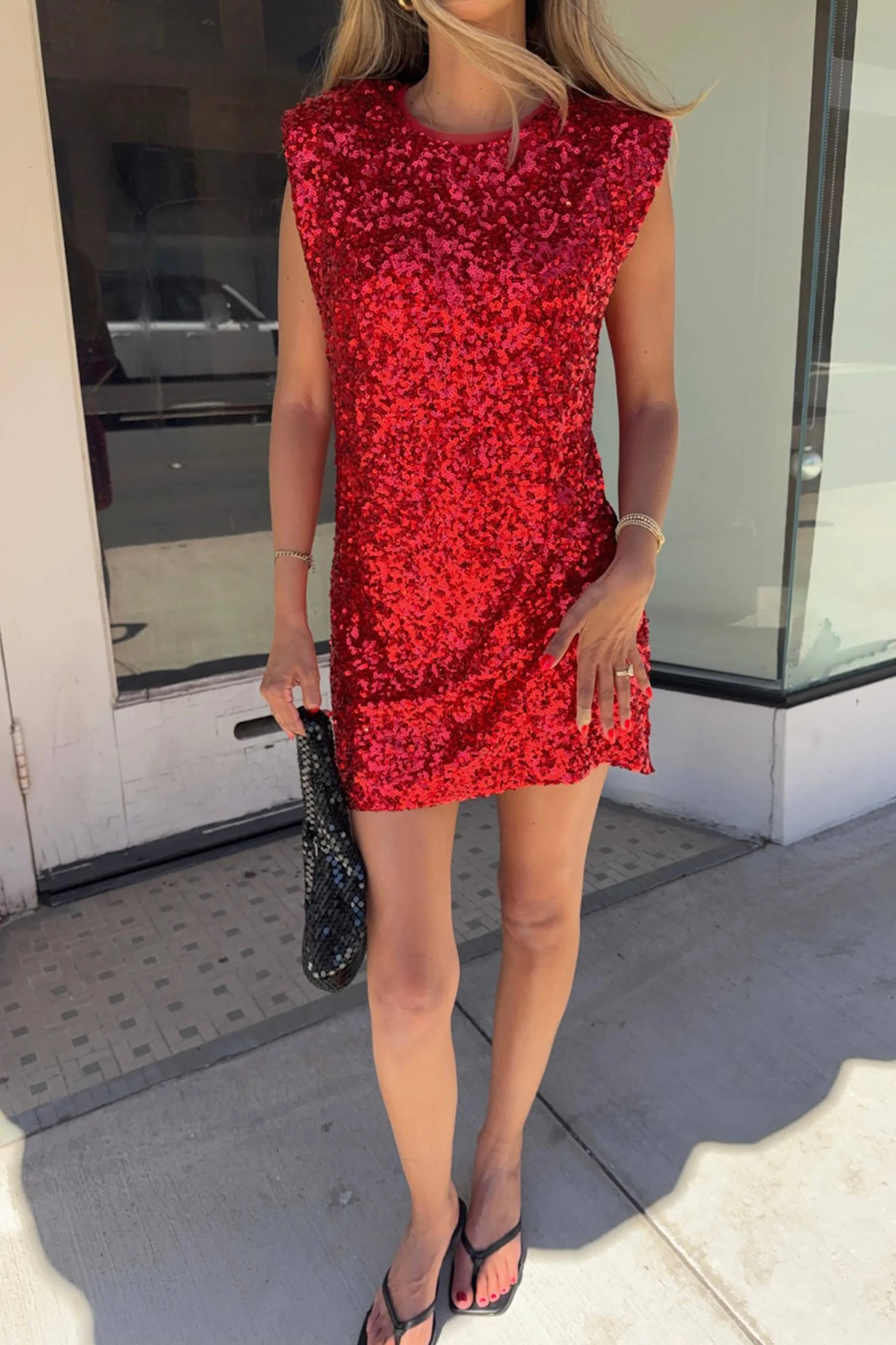 Mirabel Dress Hot Red Sequin - Image 5
