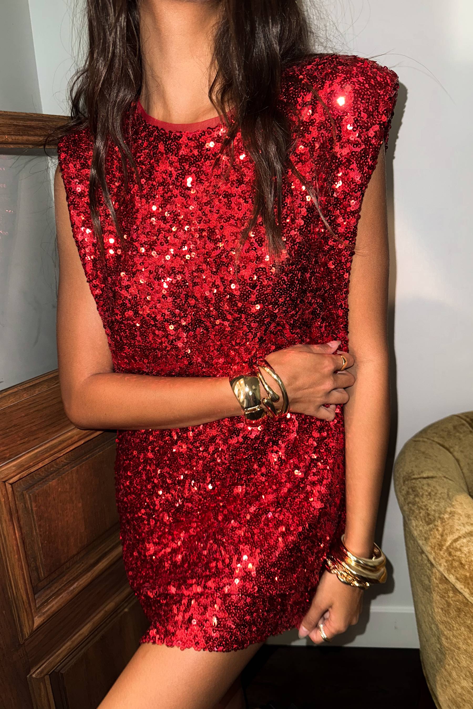 Mirabel Dress Hot Red Sequin - Image 7