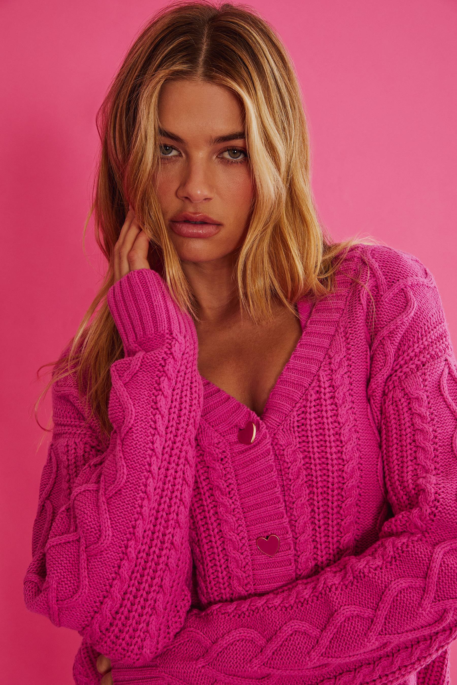 Teagan Cardigan Electric Pink Cable - Image 3