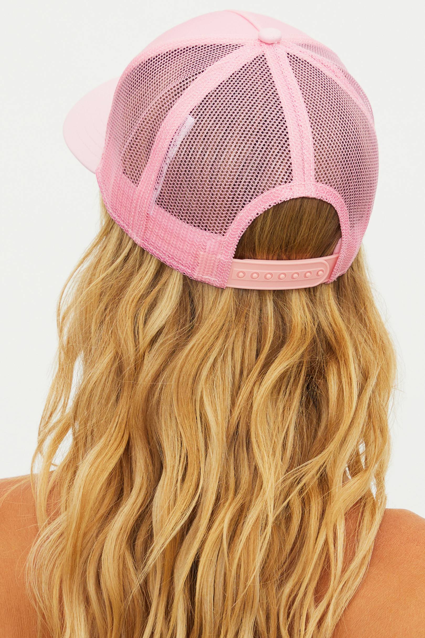 Anthropologie X Beach Riot Trucker Hat Chevron Skiers Pink - Image 5