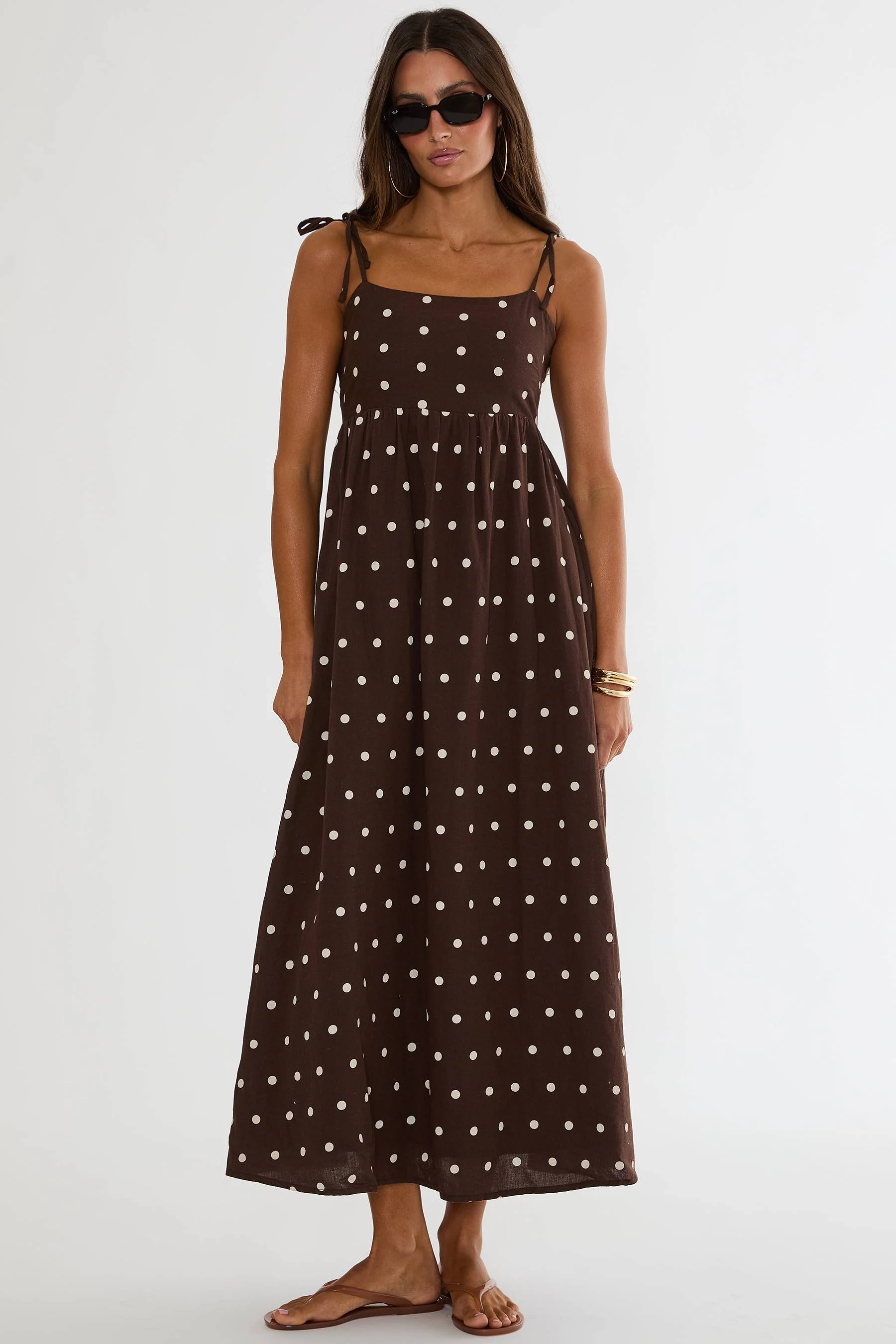 Valory Maxi Dress Brown Polka Dot - Image 9