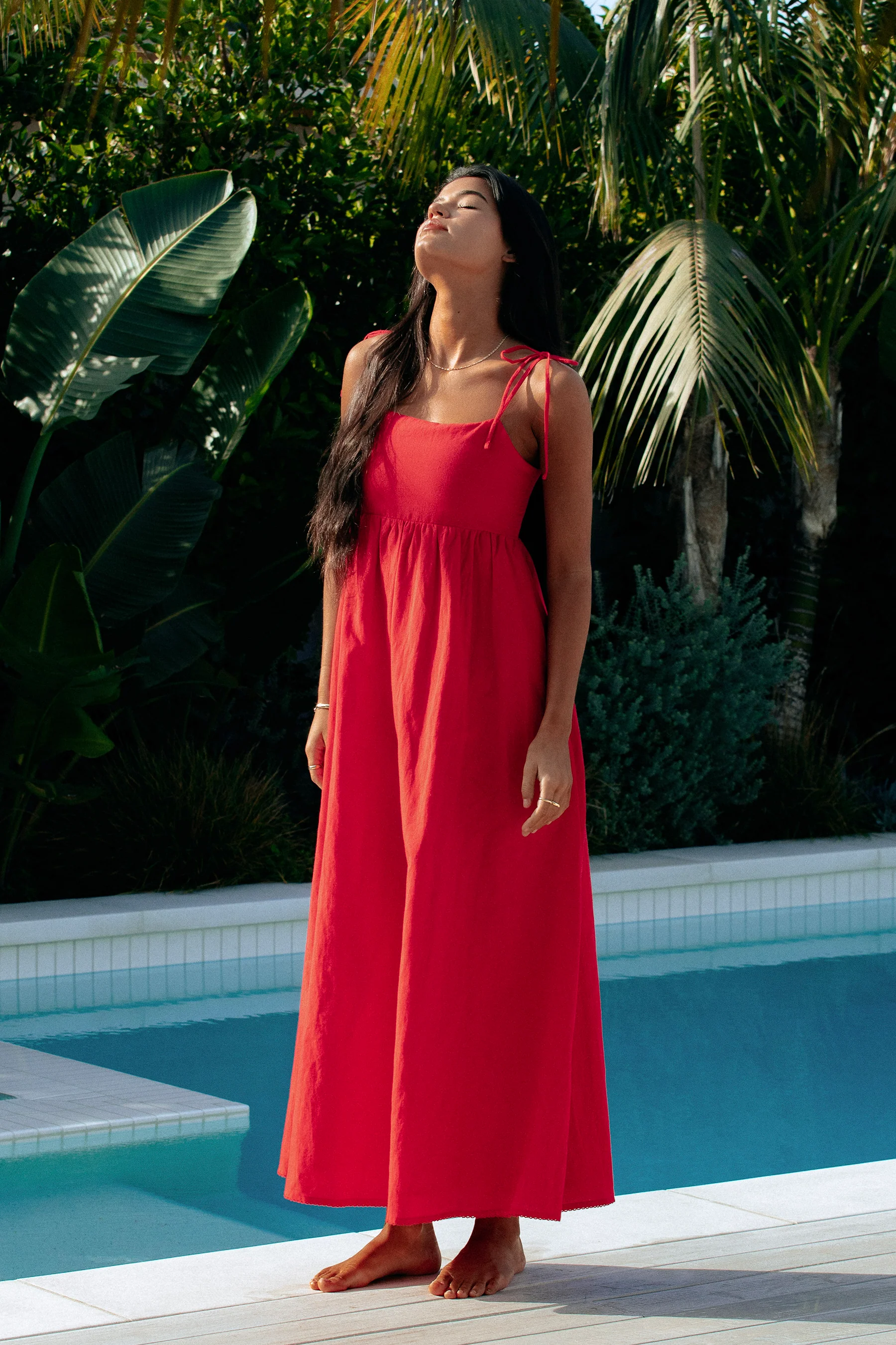 Valory Maxi Dress Red Linen - Image 4